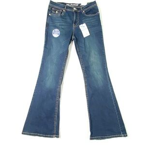 Wallflower Flirty Curvy Hi Rise Flare Jeans Women's 9 Blue Boho 70's Denim NWT